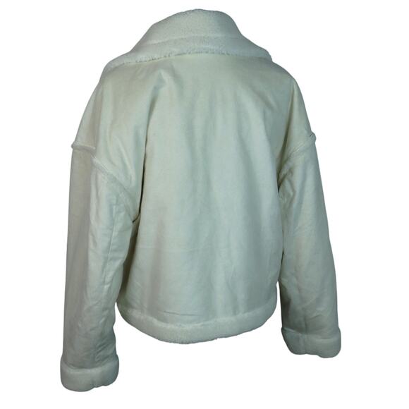 Hollister by Abercrombie Cream Faux Suede Cropped Jacket Sherpa Shearling  XL - Picture 6 of 8